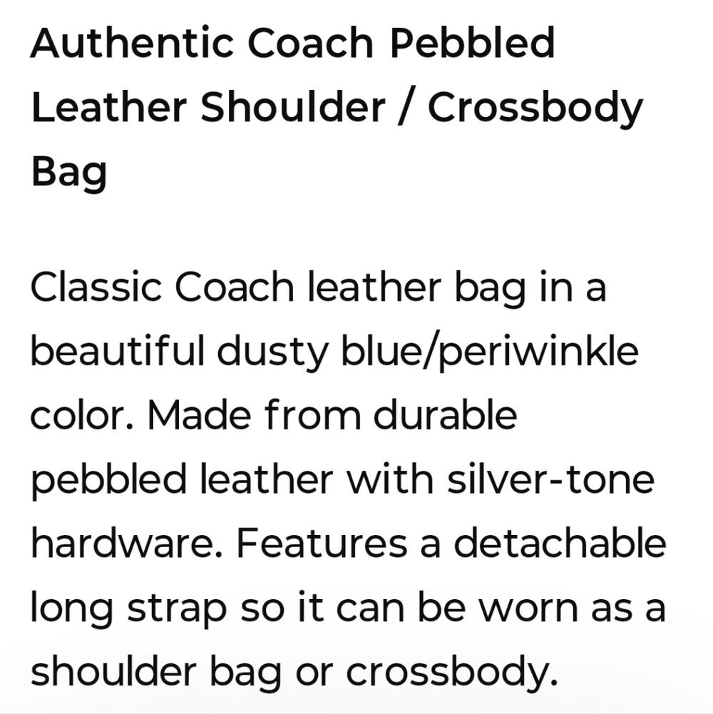 Coach Authentic Blue Leather Shoulder Bag With Crossbody Strap - Picture 12 of 12